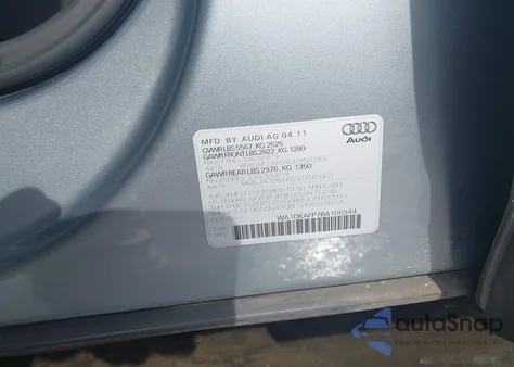 2011 Audi Q5 3.2 Premium Plus из США, поврежденный, VIN WA1DKAFP7BA106944